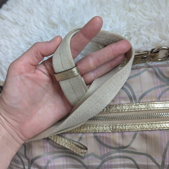 Coach, Tartan Plaid Cream Lavender Grey Signature Fabric Crossbody Bag - Picture 4 of 16